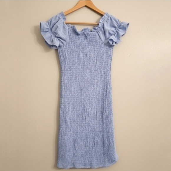 Love Tree Blue Ruffle Milkmaid Mini Dress - Picture 5 of 5